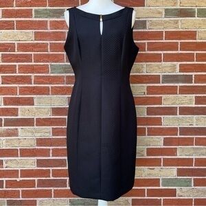 🔥 Tahari ASL Crosshatch Textured Front Keyhole Black Sleeveless Dress